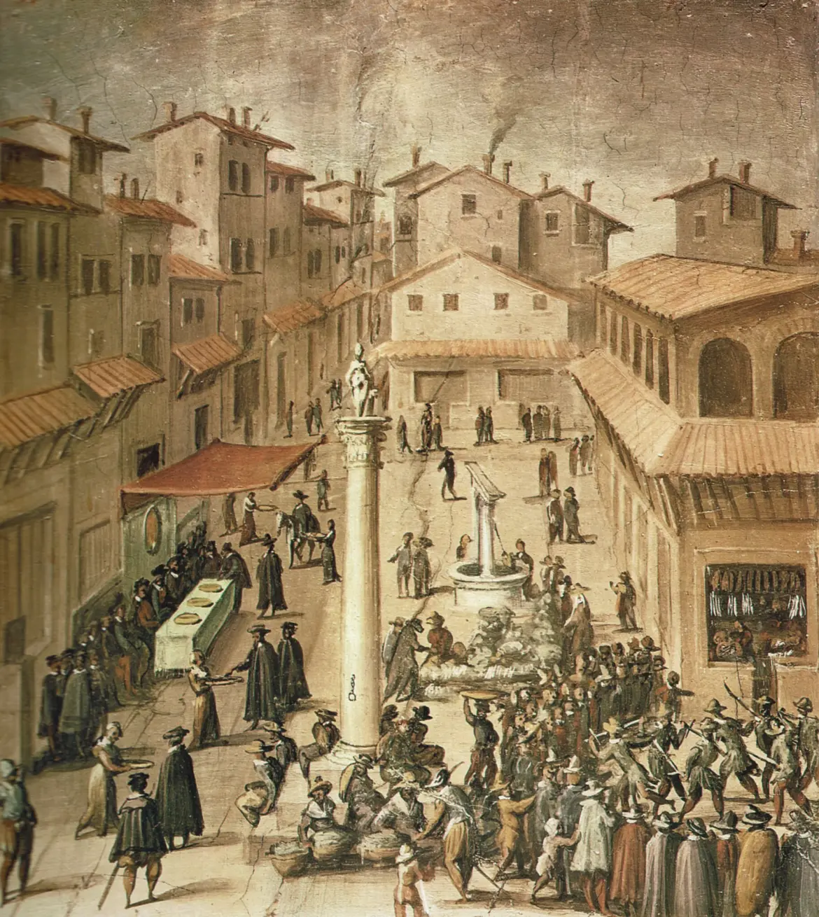Piazza del Mercato Vecchio by Giovanni Stradano. Palazzo Vecchio, Sala di Gualdrada