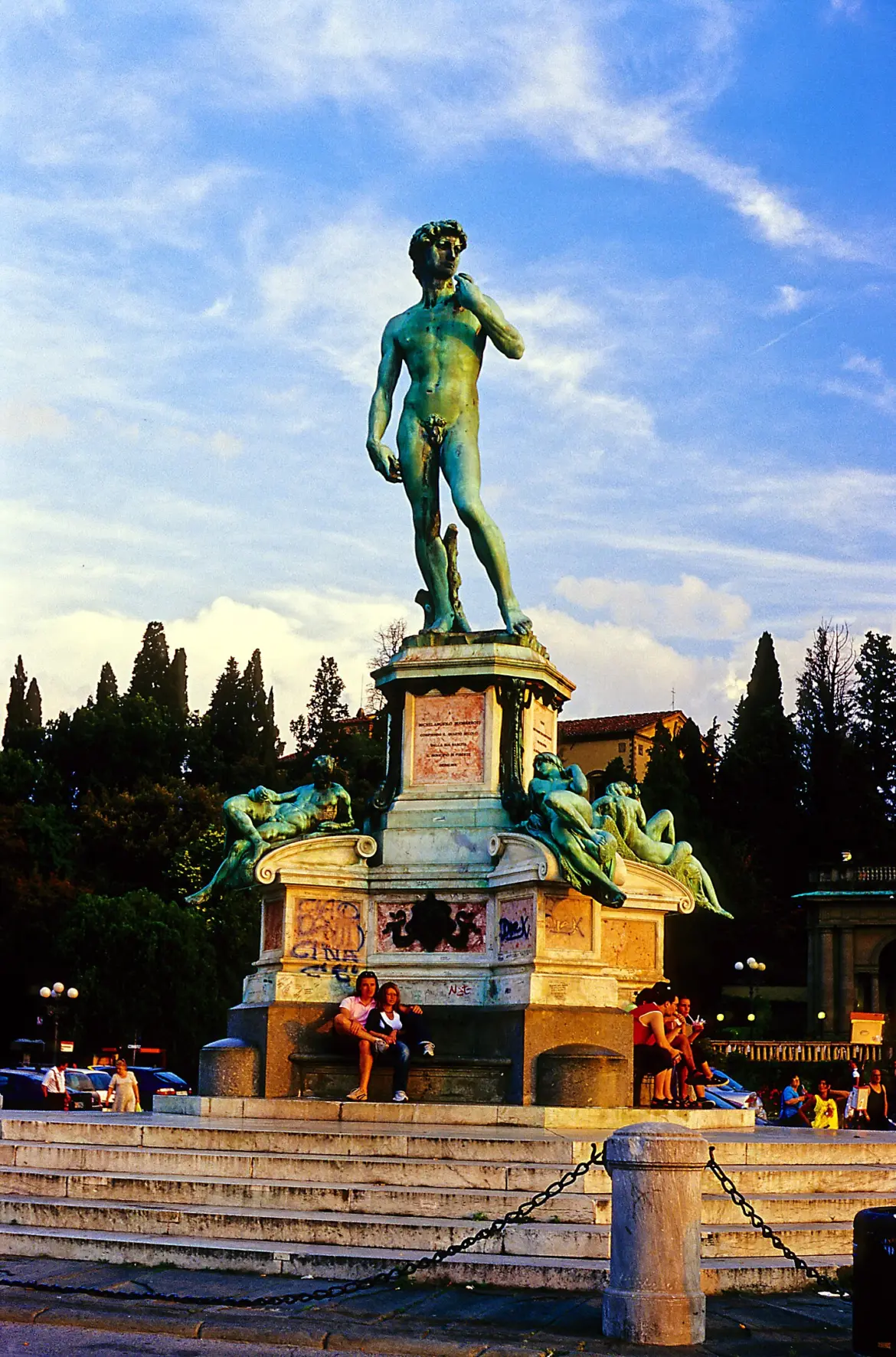 Bronze replica of Michelangelo’s David from the center of Piazzale Michelangelo, Florence