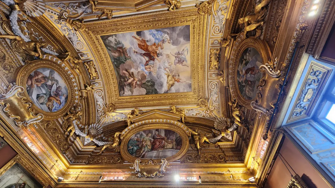 Frescoed ceiling in the Sala di Saturno, Pitti Palace, Florence