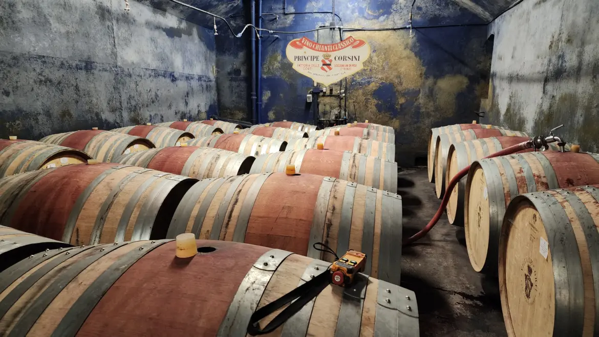 Wine cellar, Villa Le Corti, Tuscany