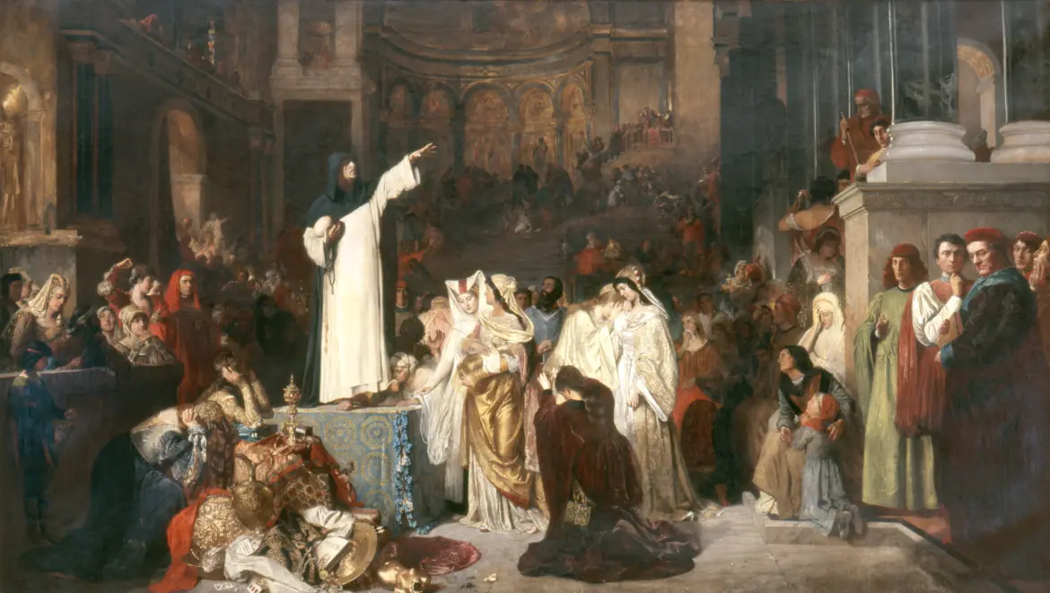 Girolamo Savonarola Preaching Against Prodigality by Ludwig von Langenmantel, 1879