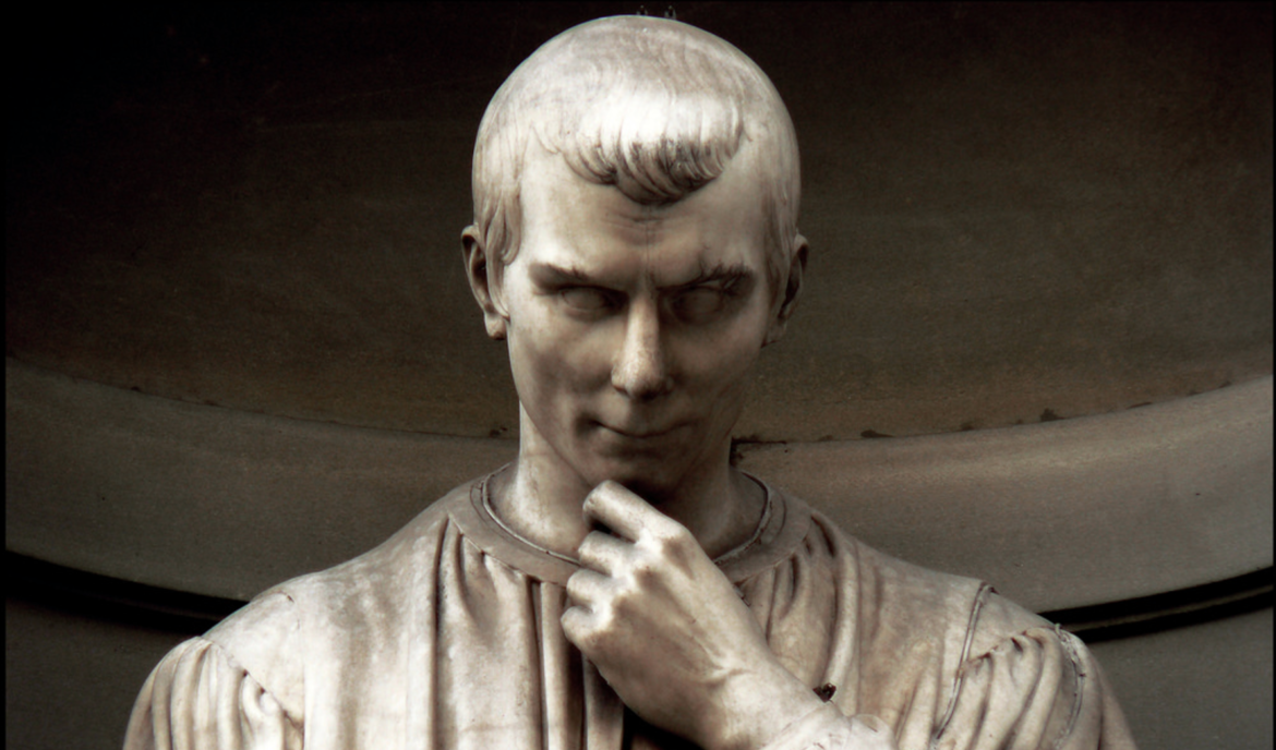 Niccolò Machiavelli, Marble statue by Lorenzo Bartolini, facade of the Uffizi Gallery, Florence