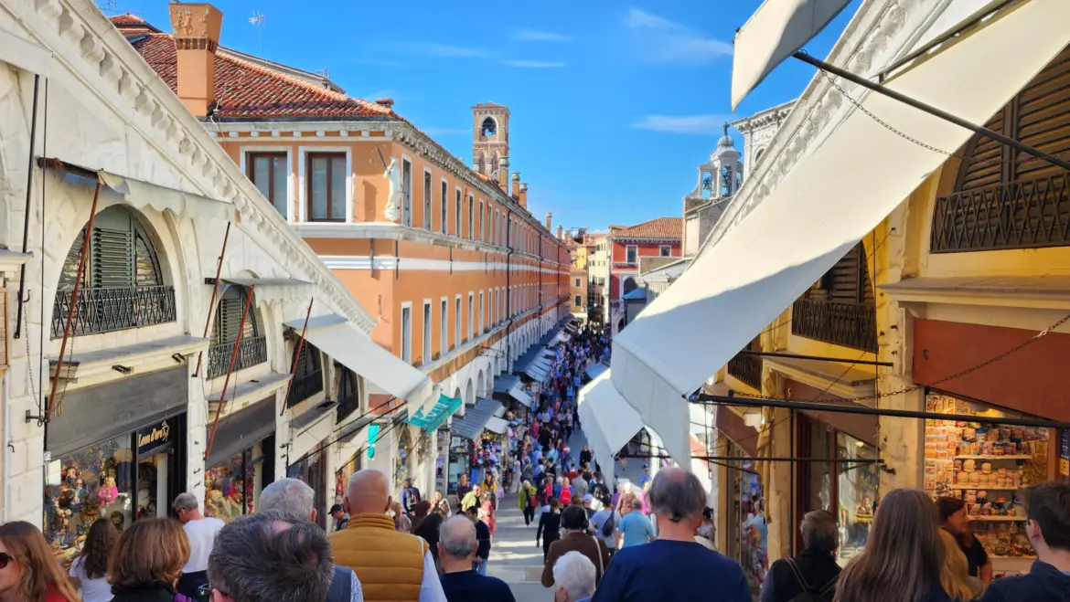 Small shops on the Rialto Bridge, Venice