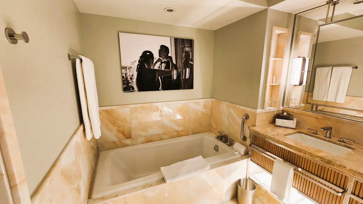 Marble Bathroom, One Bedroom Corner Suite, Ritz Carlton Toronto, Canada