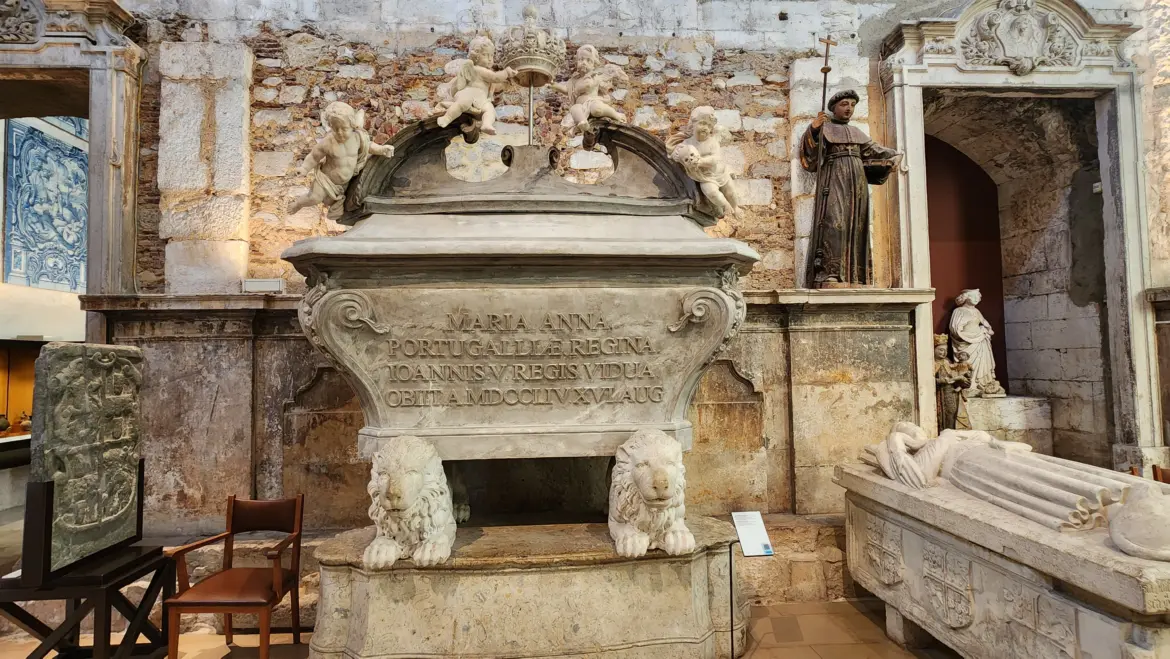 The tomb of Queen Maria Anna of Austria, Carmo Archaeological Museum (Museu Arqueológico do Carmo), Lisbon, Portugal