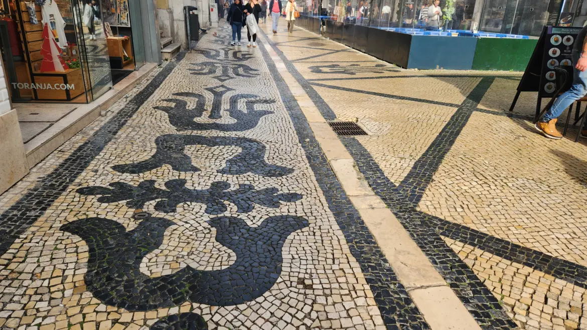 Portuguese pavement (calçada portuguesa), Rua Augusta, Lisbon, Portugal