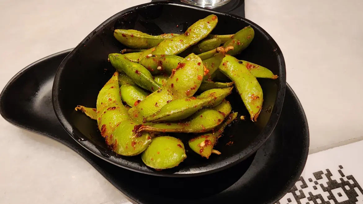 Stir-Fried Edamame, Koppu Ramen Izakaya, Chiado, Lisbon, Portugal