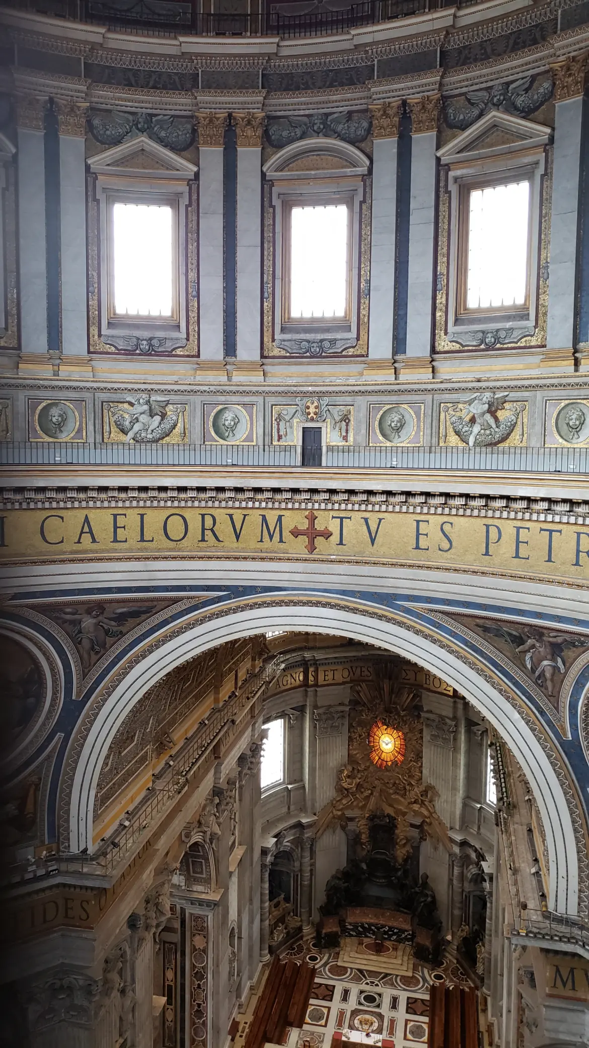 Midpoint interior balcony, Saint Peter Basilica, Vatican, Italy
