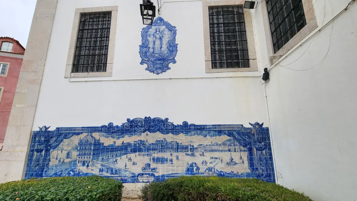 Beautiful azulejos at Miradouro de Santa Luzia, Lisbon, Portugal