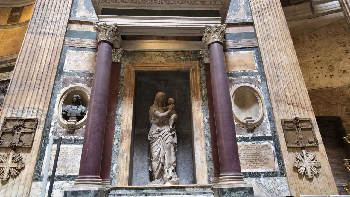 Madonna del Sasso statue adorning Raphael’s tomb, The Pantheon, Rome, Italy
