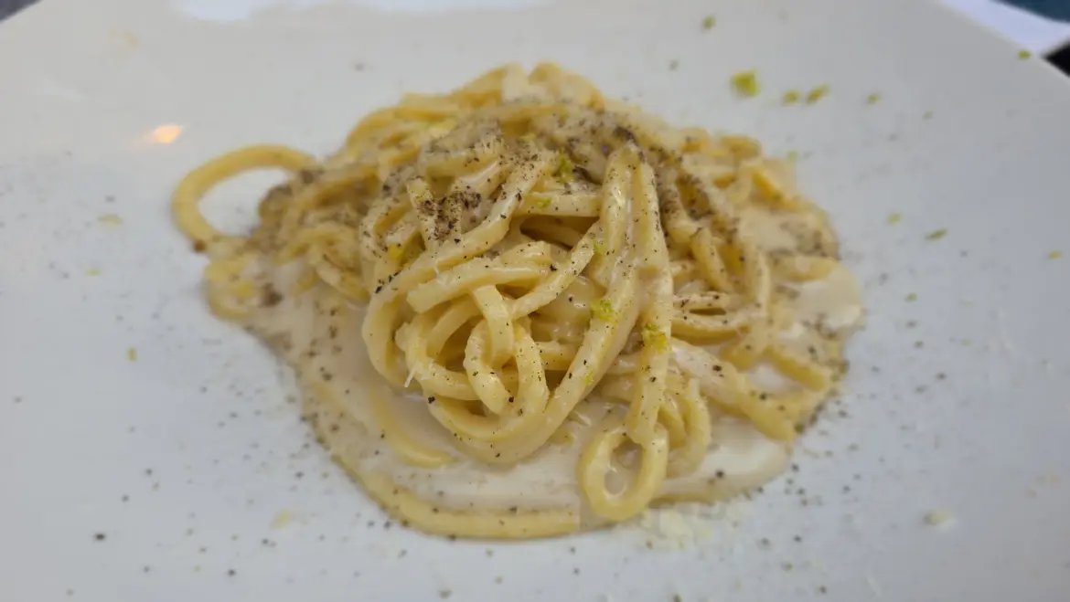 Tonnarelli Cacio Pepe e Lime, Osteria del Tempo Perso Belsiana, Rome, Italy