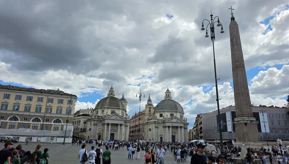 Santa Maria dei Miracoli and Santa Maria in Montesanto, Piazza del Popolo, Rome, Italy