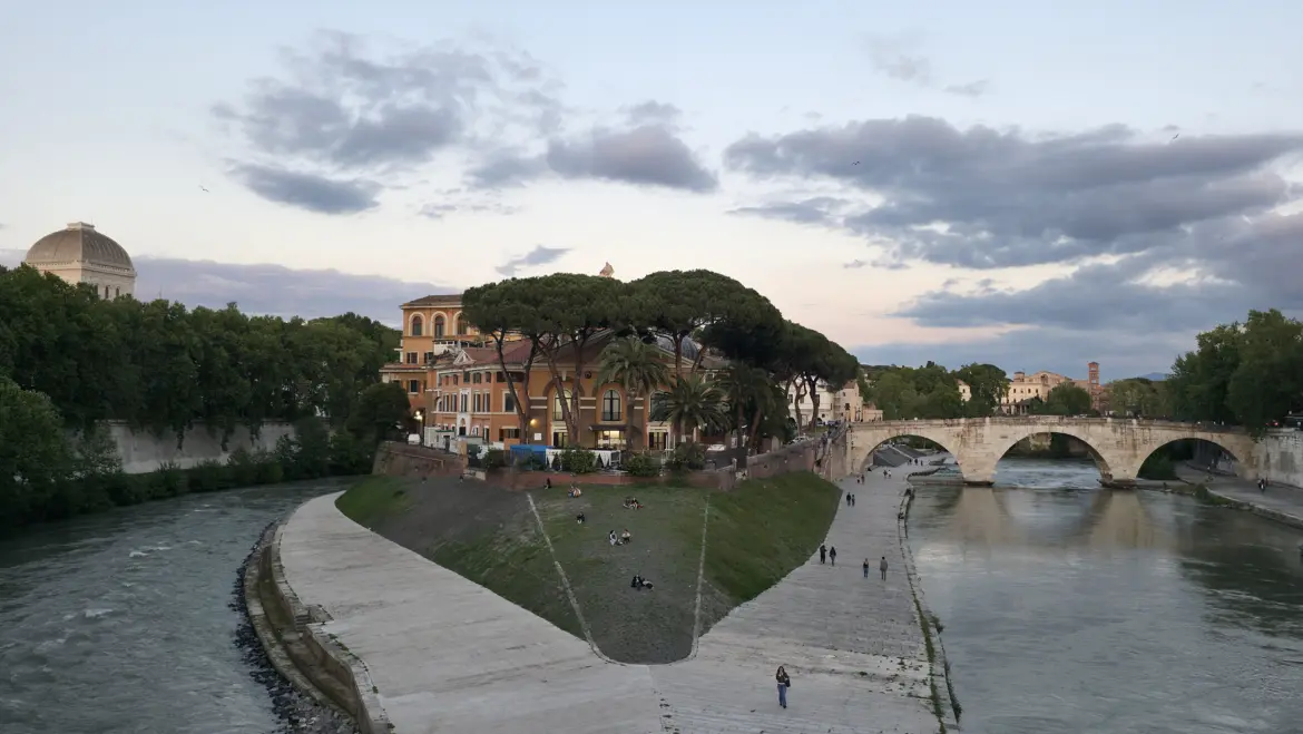 Tiber Island (Isola Tiberina), in the middle of the River Tiber, Rome, Italy