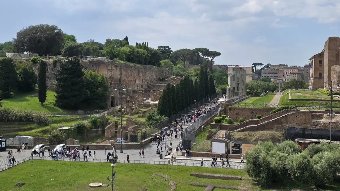 Palatine Hill view from the Colosseum, Rome, Italy