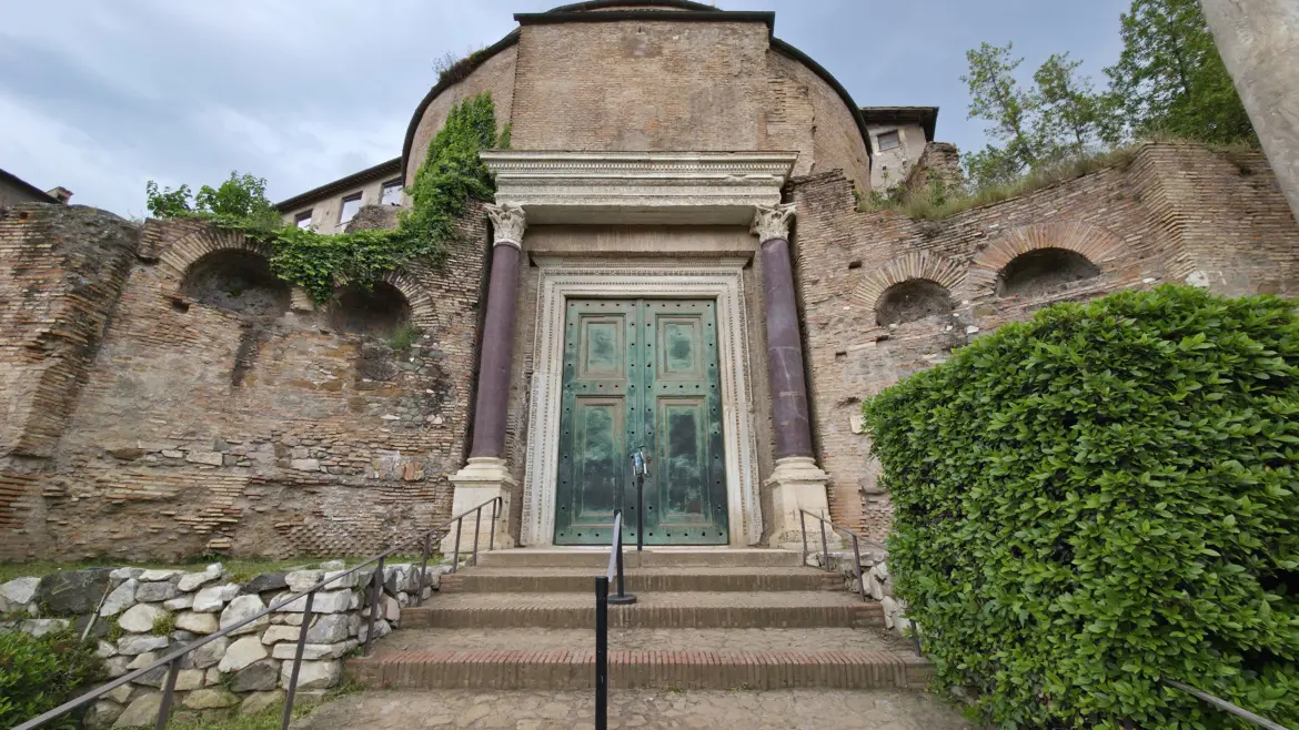 Temple of Romulus now part of the Church of Santi Cosma e Damiano, Roman Forum, Rome, Italy