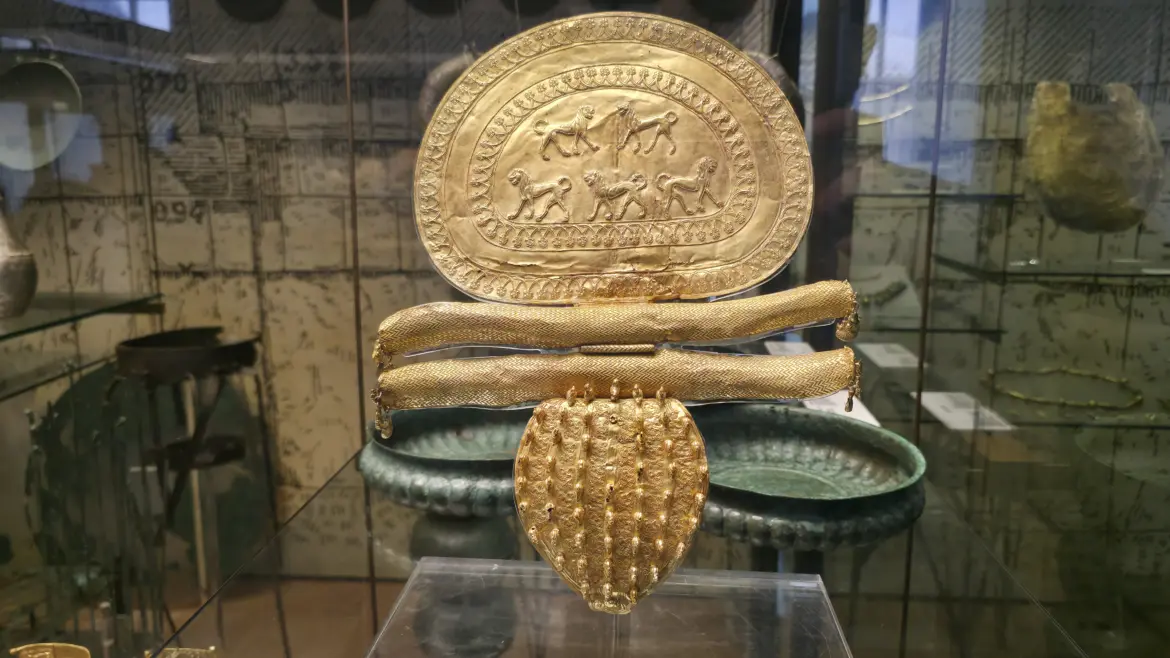 Etruscan large parade fibula, Gregorian Etruscan Museum at the Vatican Museums, Italy