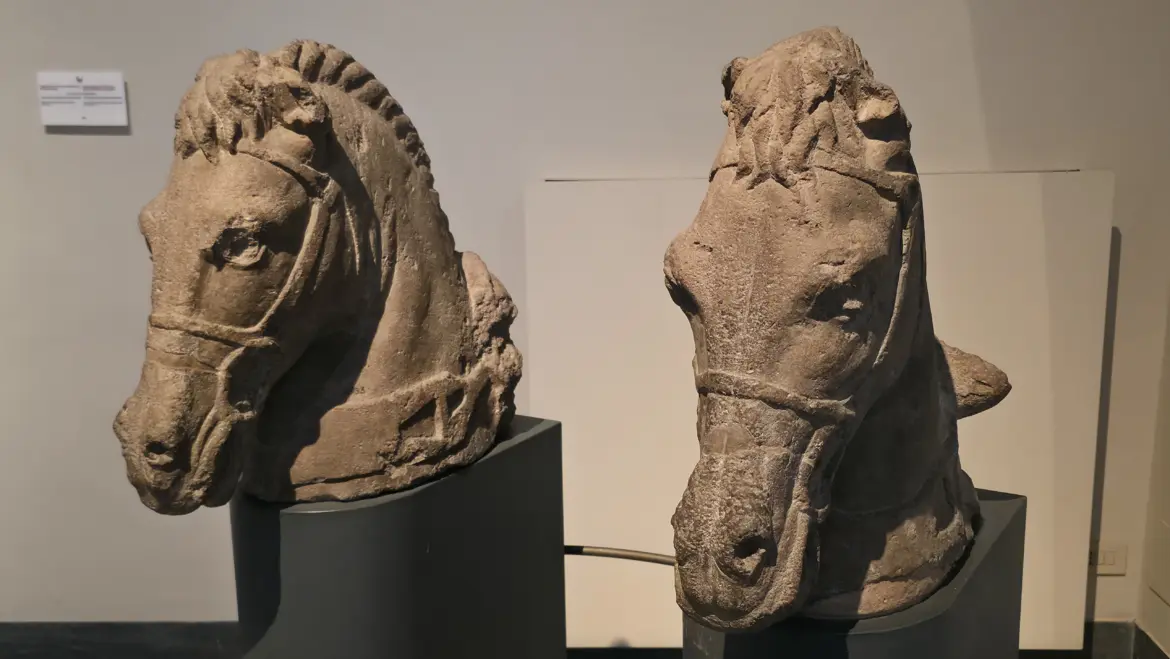 Etruscan Nenfro (Volcanic Stone) Horse Heads, Vulci, 4th century BC, Gregorian Etruscan Museum at the Vatican Museums, Italy