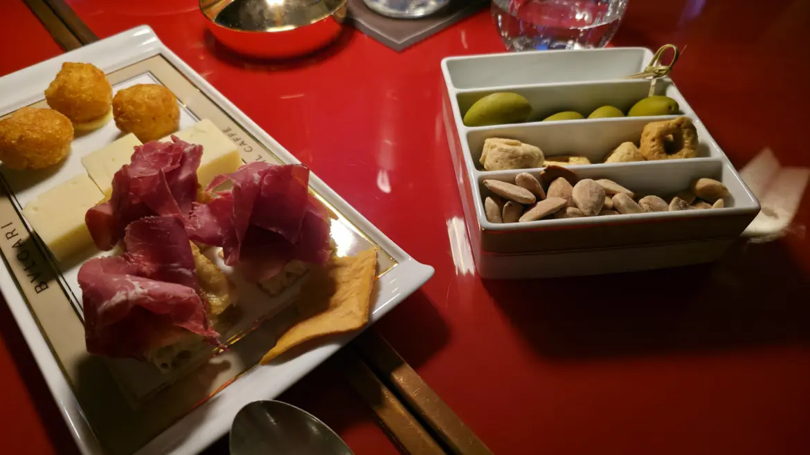 Antipasto & Olives, Il Caffè at the Bvlgari Hotel Roma, Rome, Italy
