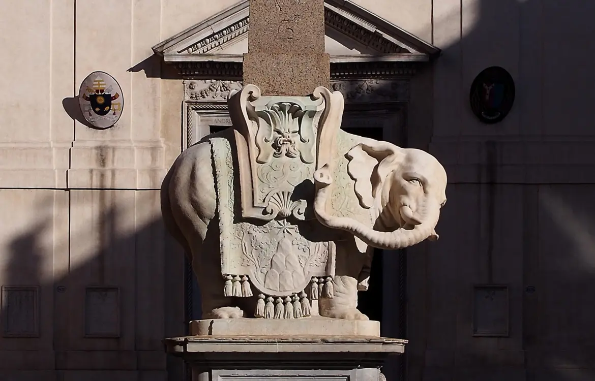 Close-up view of the elephant, Piazza della Minerva, Rome, Italy