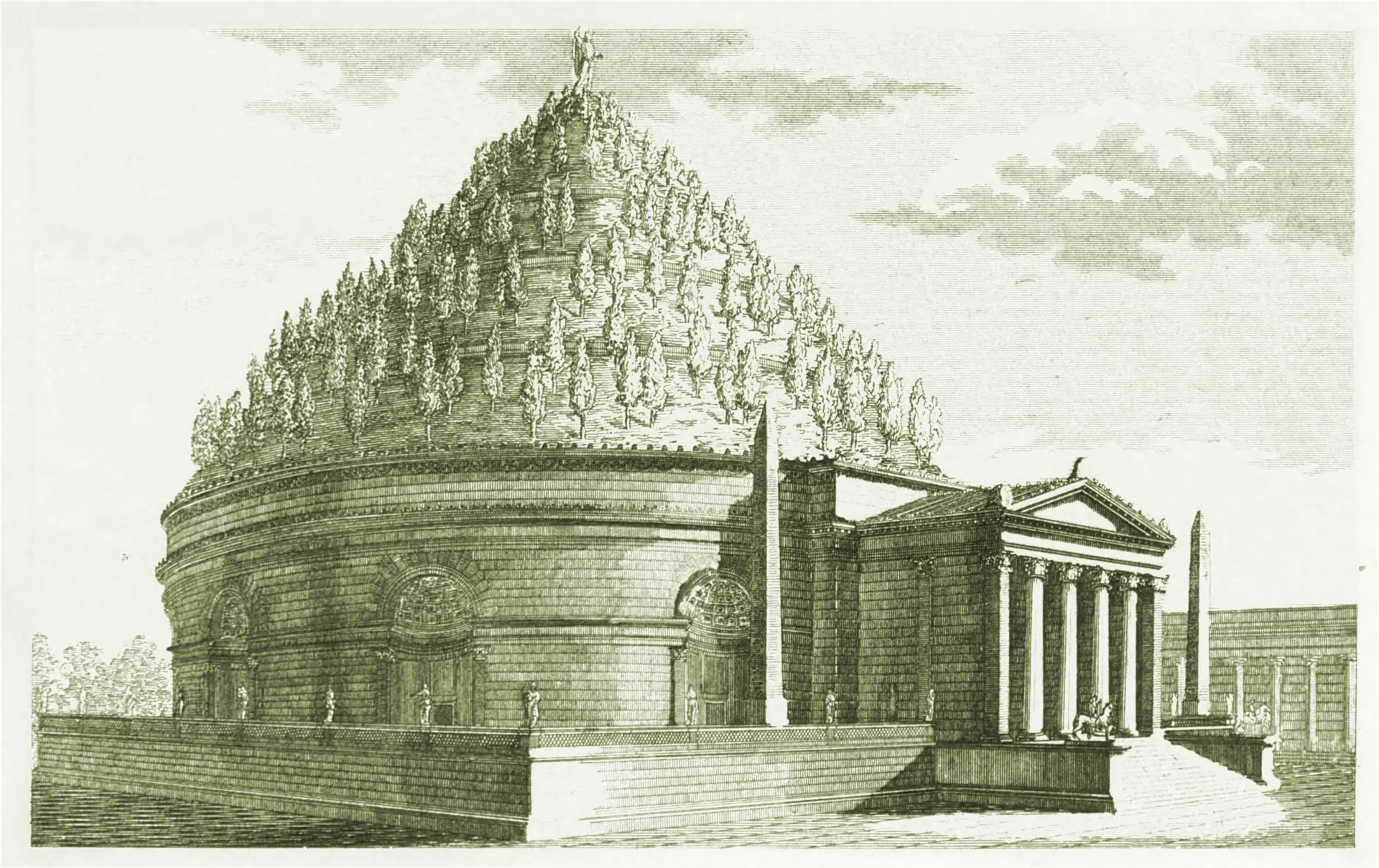 The Mausoleum of Augustus in the 1st century, an 1851 reconstruction, unknown author