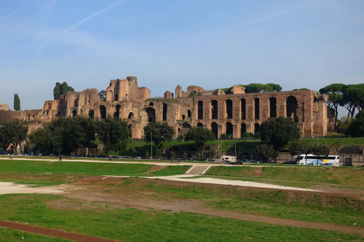 View of the Palatine Hill from Circus Maximus, Rome, Italy