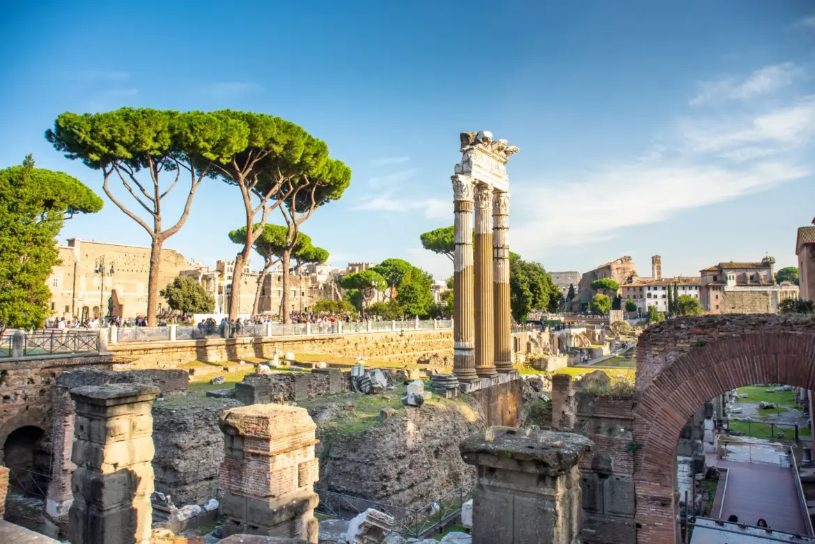 Remains of the Temple of Venus Genetrix, Forum of Caesar, Rome, Italy
