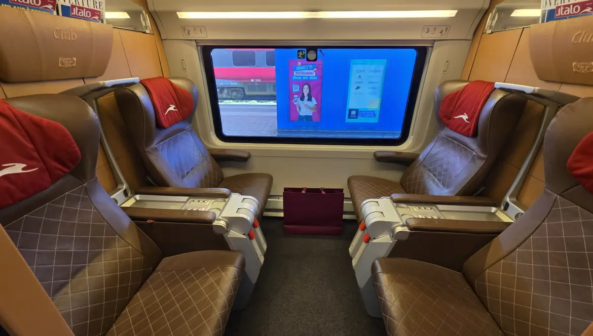 Salotto seats, Italo high-speed train, Roma Termini, Rome, Italy