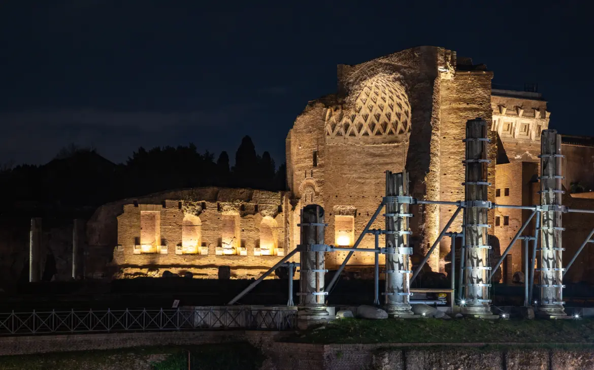 The Temple of Venus and Roma at night, Rome, Italy
