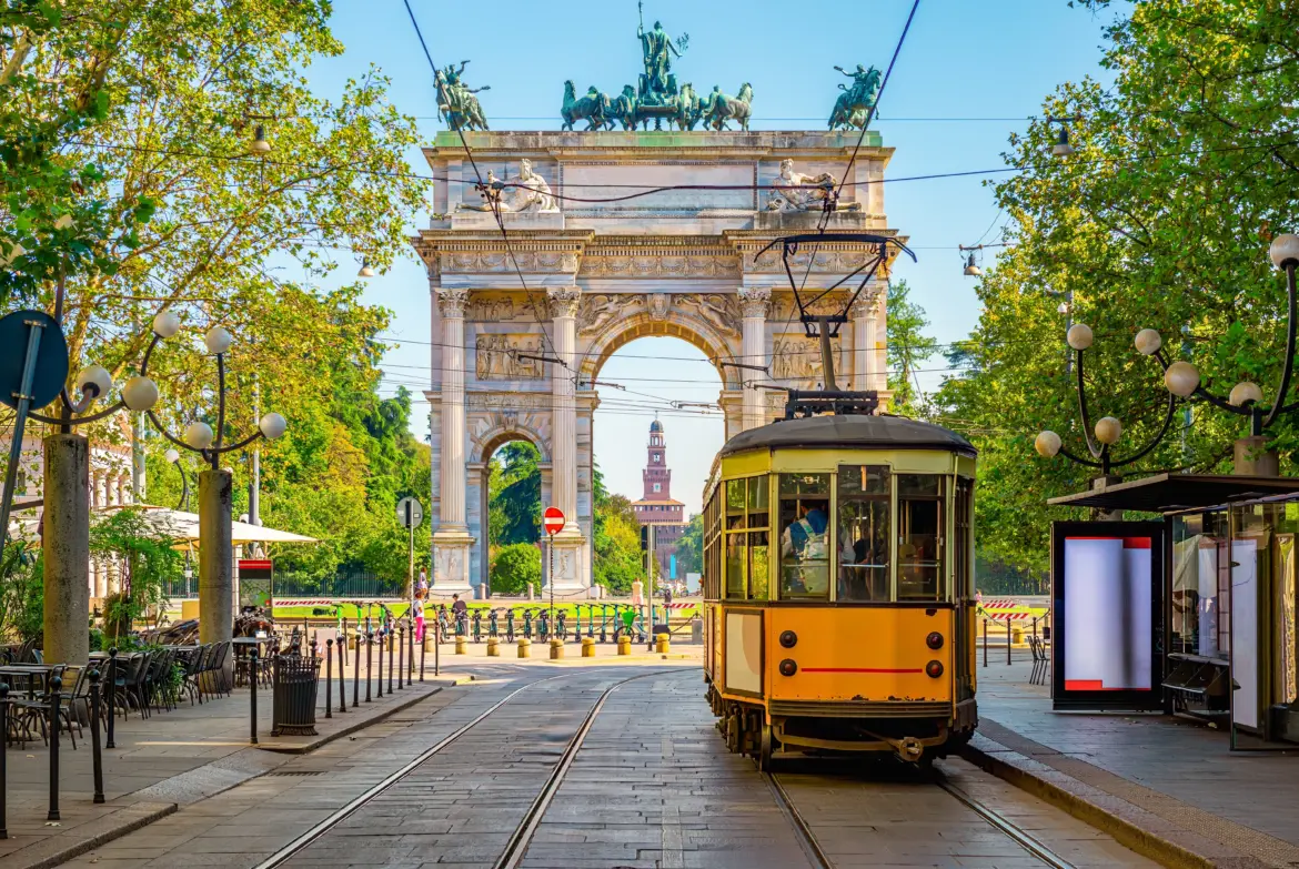 Yellow Tram, Milan, Italy