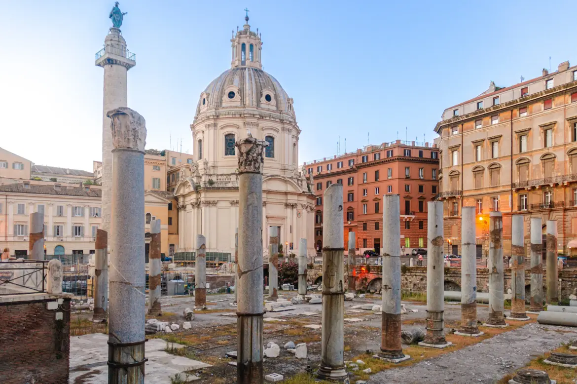 Remains of the Basilica Ulpia in Trajan’s Forum, Rome, Italy