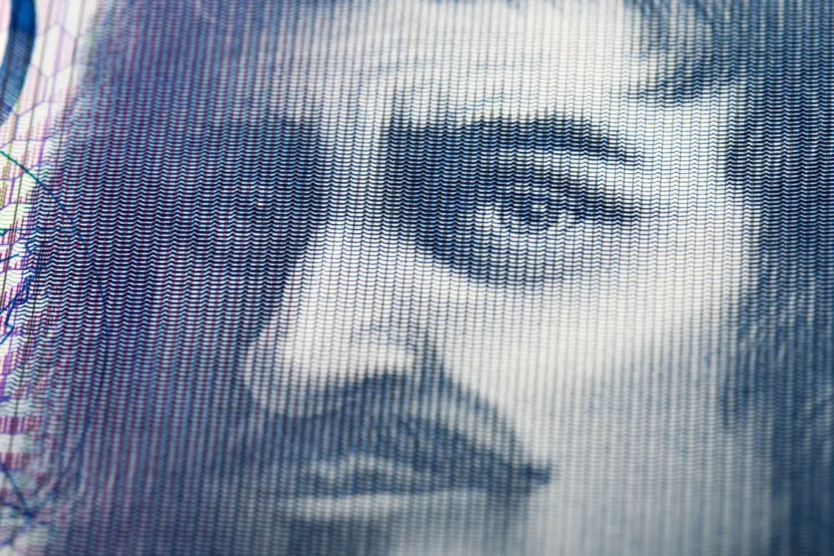 A closeup portrait of Francesco Borromini from a Swiss Franc note