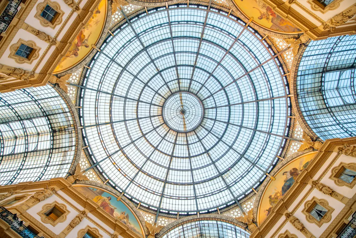 Glass and iron dome, Galleria Vittorio Emanuele II, Milan, Italy