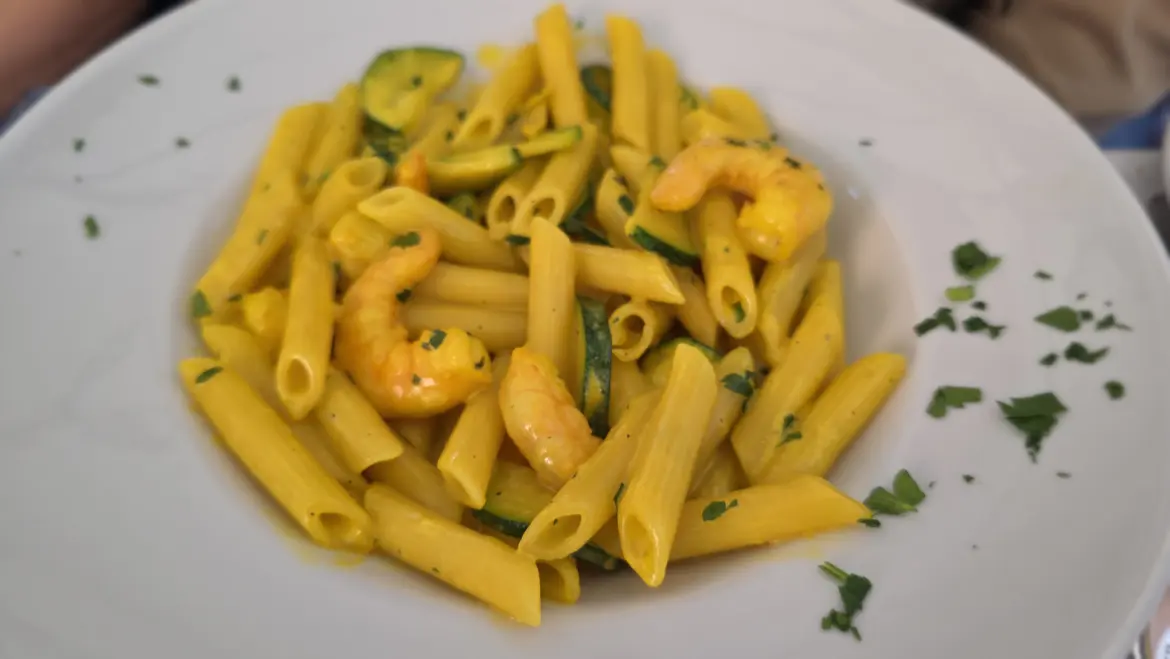 Penne Gamberi & Zucchini, Bacco di Brera Restaurant, Milan, Italy