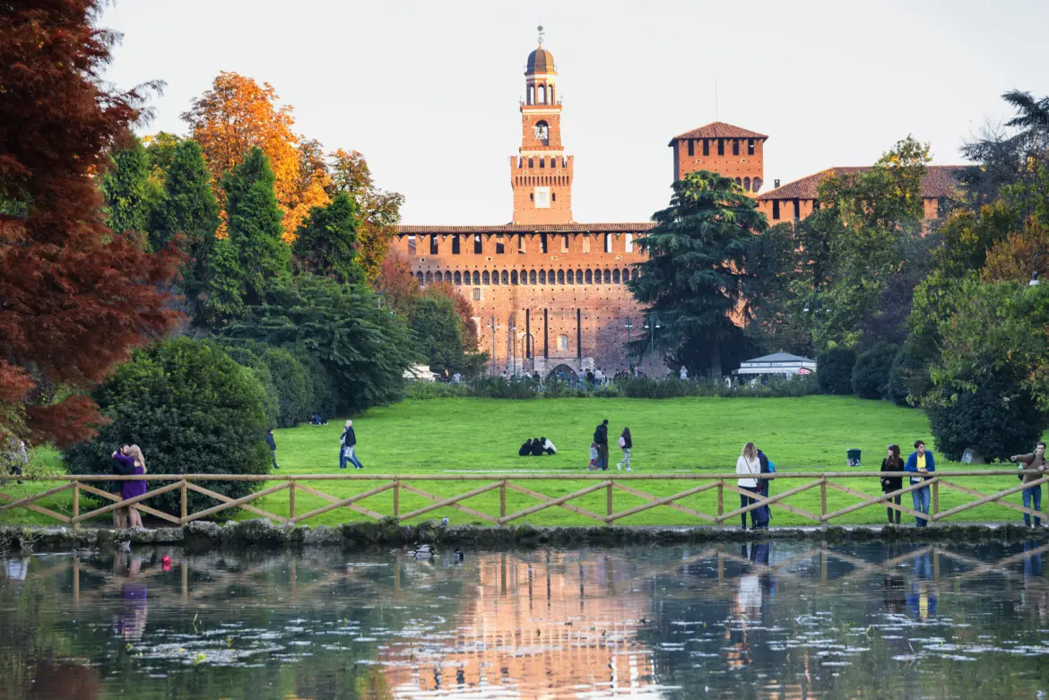 Parco Sempione (Simplon Park) pond, Milan, Italy 