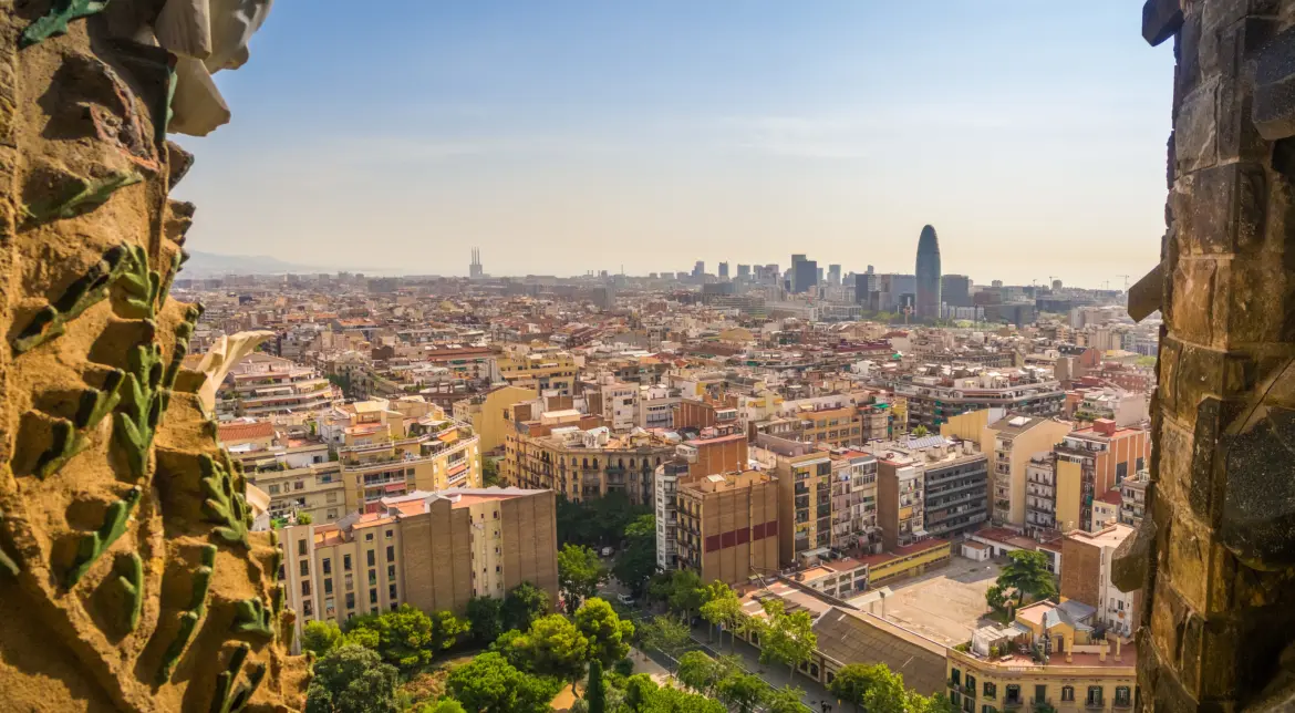 View of Barcelona from the tower of La Sagrada Família, Barcelona, Spain