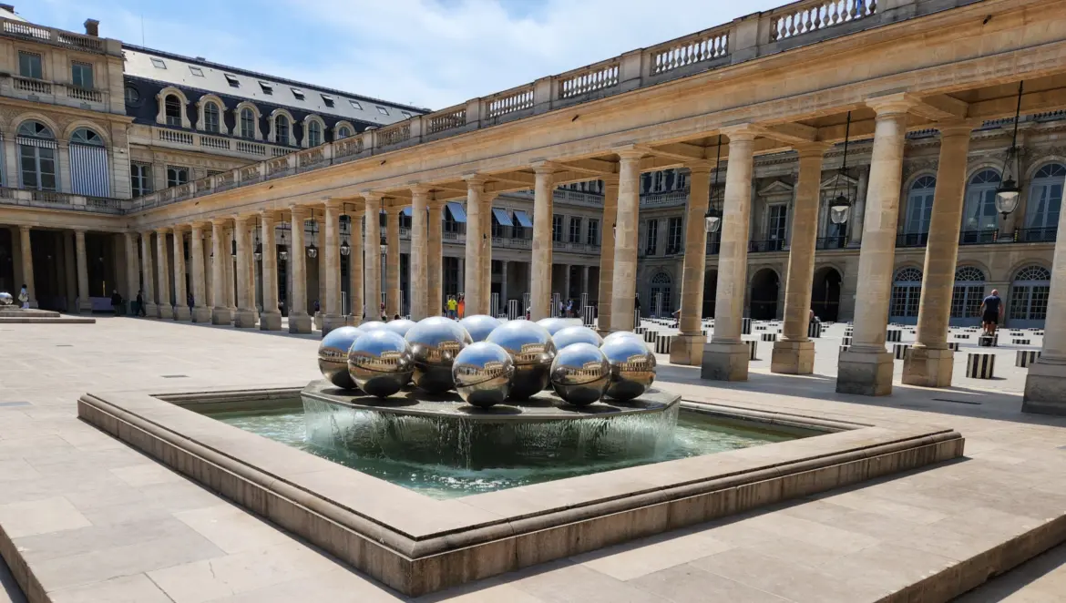 Pol Bury’s stainless-steel spheres (Les Sphérades), Palais Royal, Paris, France
