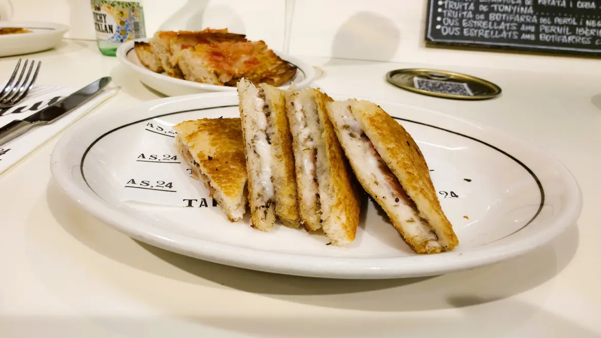 Bikini of Iberian Ham from Maldonado, Tapas 24, Barcelona, Spain