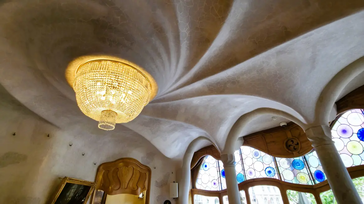 Swirling ceiling of the Noble Floor, Casa Batlló, Barcelona, Spain