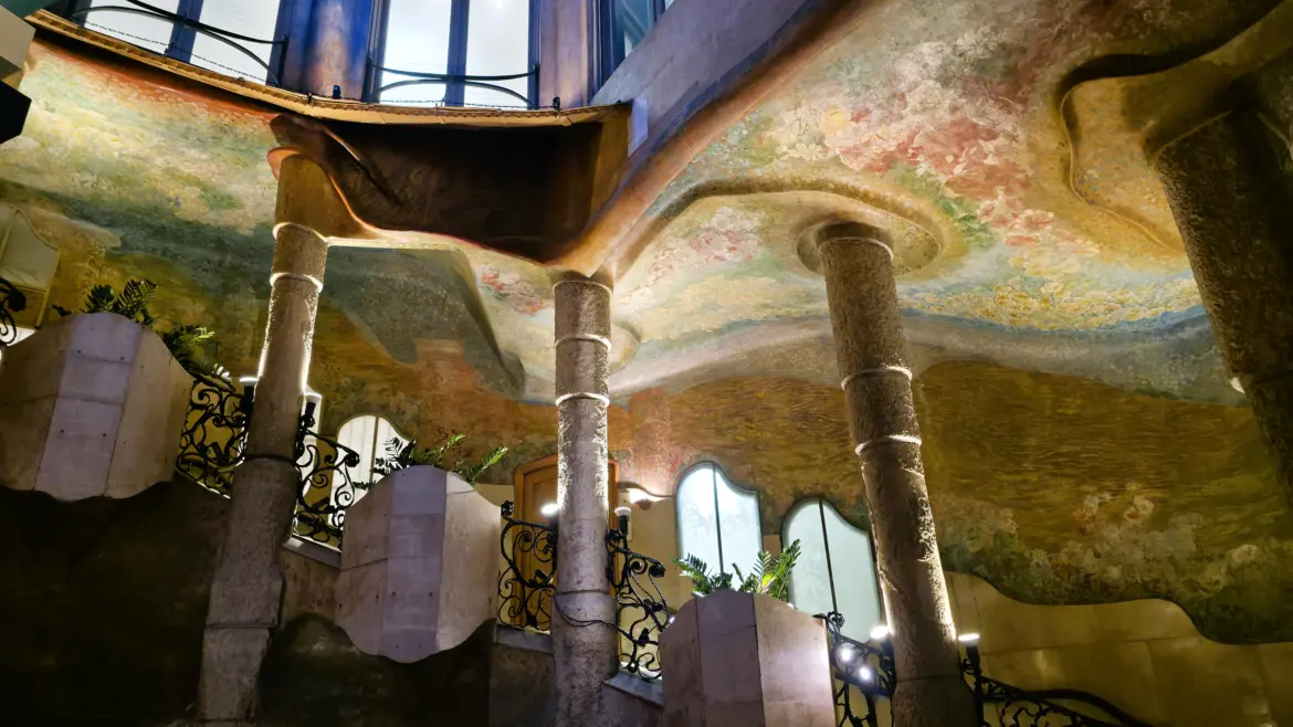 Staircase, Flower Courtyard, La Pedrera (Casa Milà), Barcelona, Spain