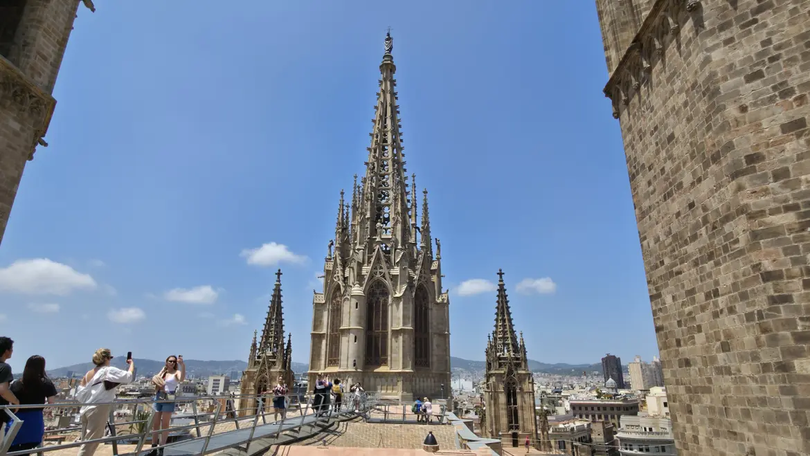 Central spire, rooftop of the Barcelona Cathedral, Barcelona, Spain
