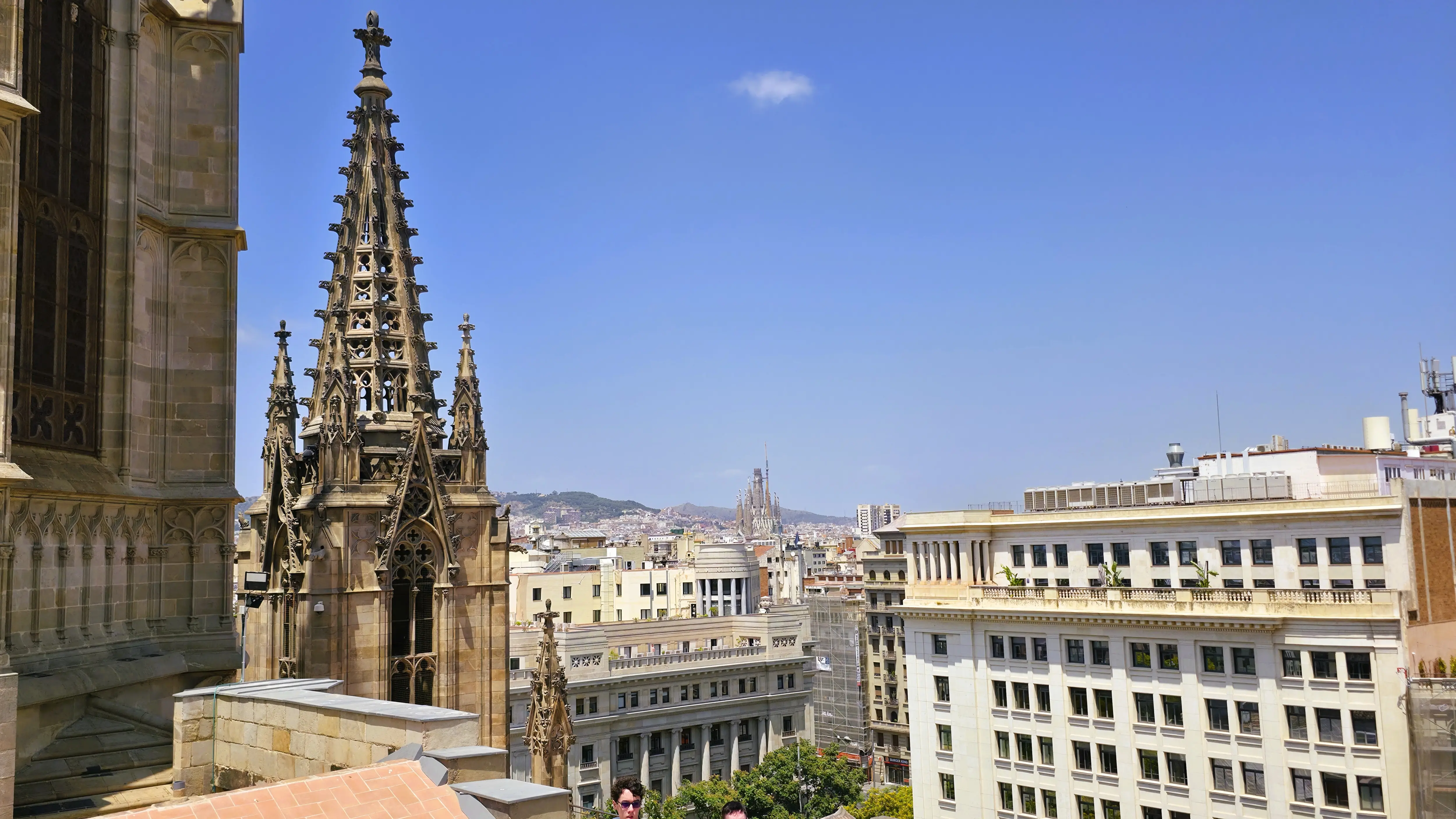View of the Sagrada Família from the Rooftop of the Barcelona Cathedral, Barcelona, Spain