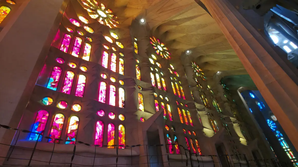 Light coming through stained glass, Sagrada Família, Barcelona, Spain