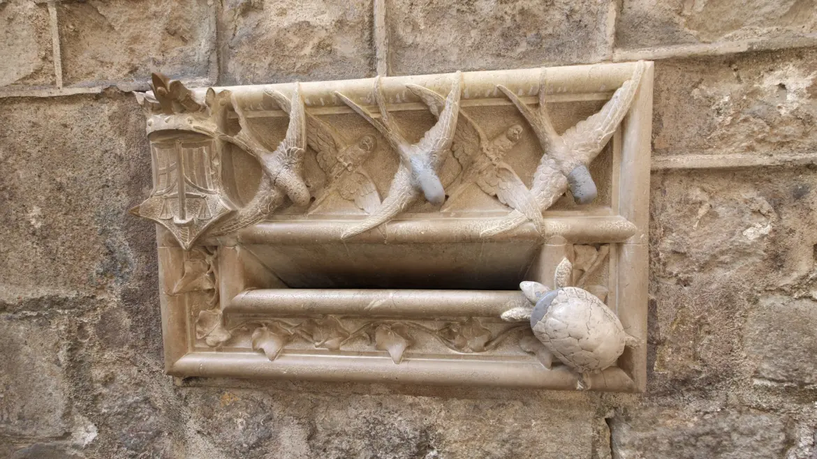 Modernist mailbox, Casa de l’Ardiaca, Barcelona, Spain