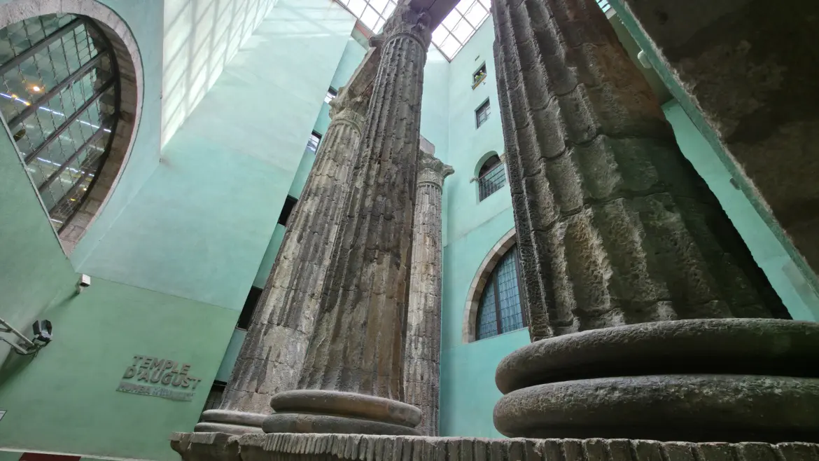 The remaining columns of the Temple of Augustus, Barcelona, Spain