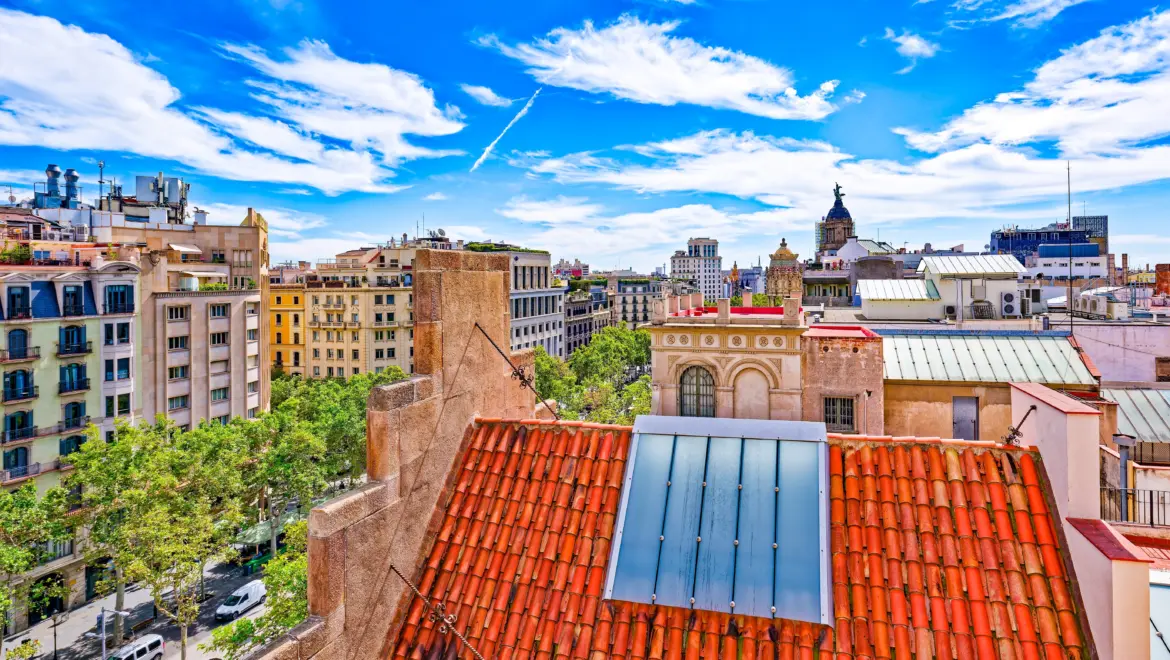 View of Passeig de Gràcia and the Eixample district from Casa Batlló, Barcelona, Spain