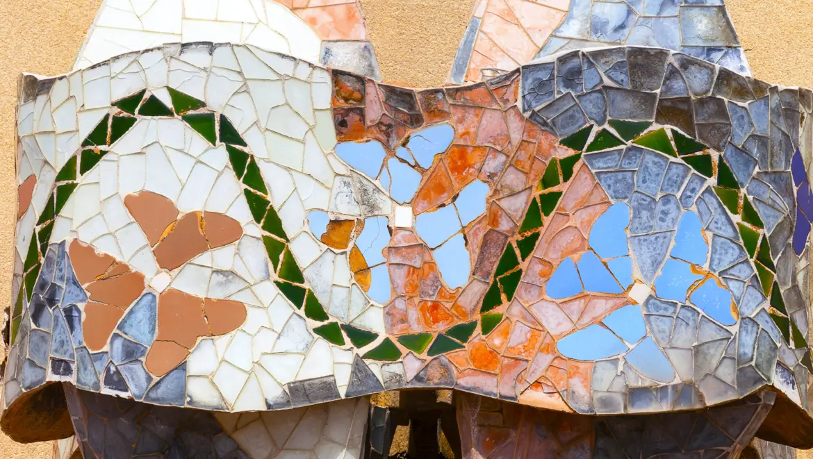 Chimney mosaic, Casa Batlló, Barcelona, Spain