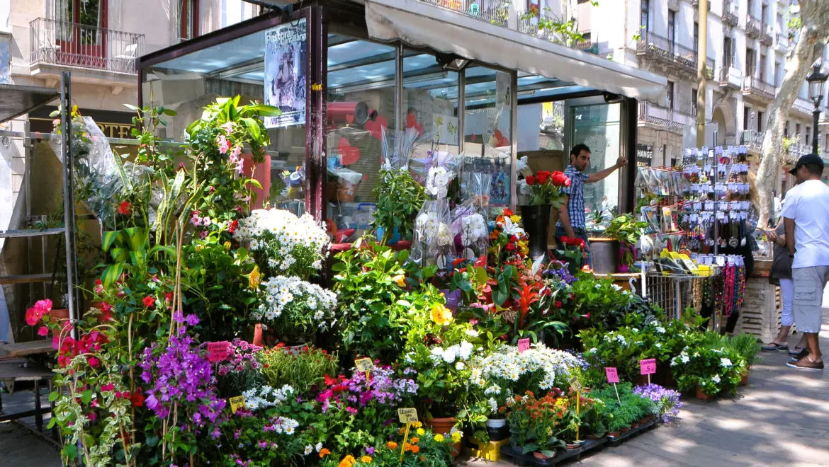 Flower stall, La Rambla, Barcelona, Spain