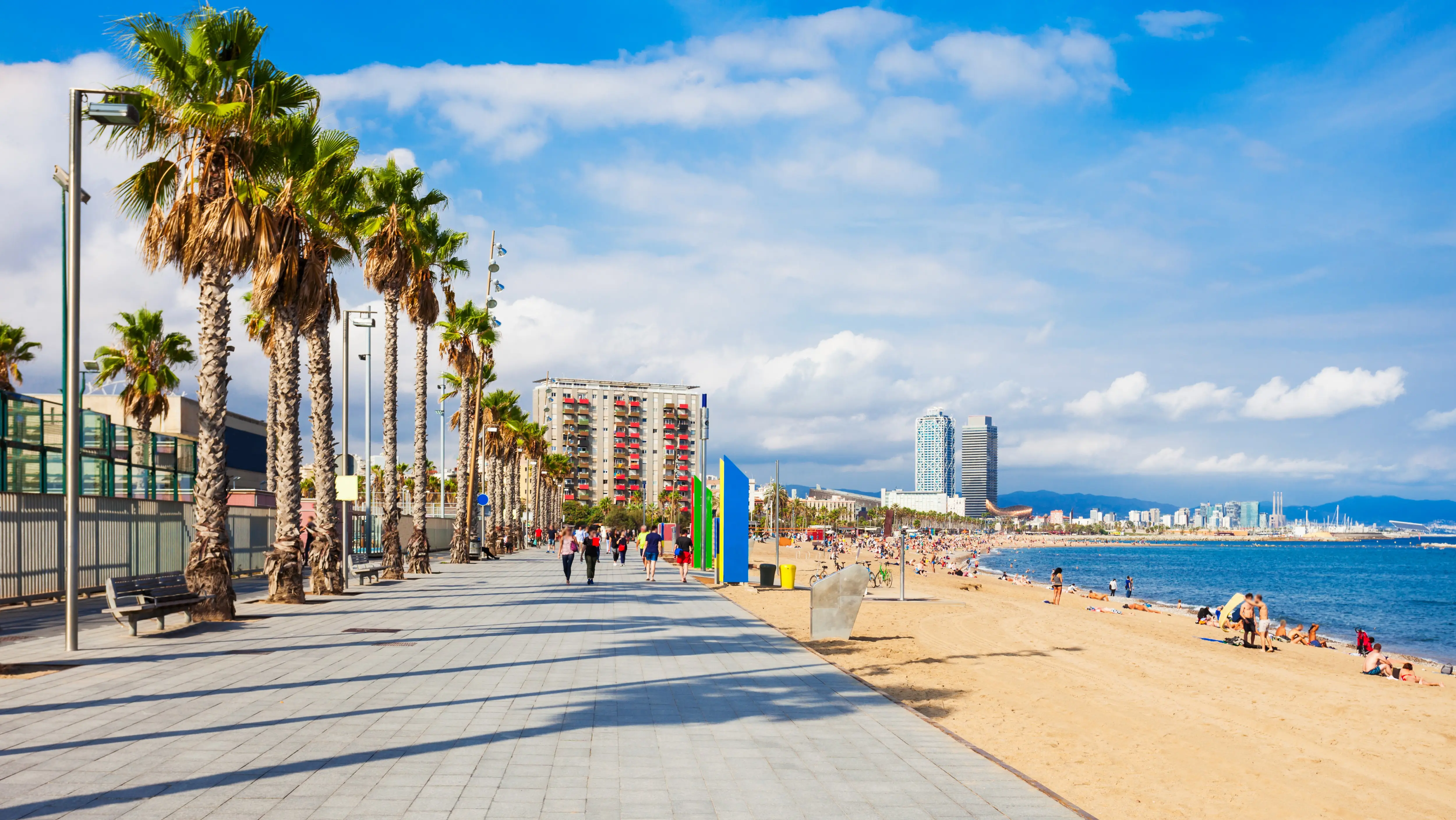 The Passeig Marítim de la Barceloneta, Barcelona, Spain