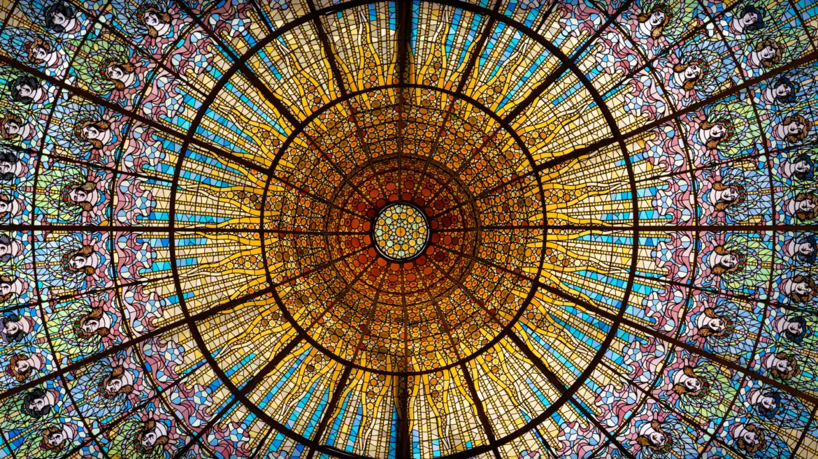 Stained glass dome, Palau de la Música Catalana, Barcelona, Spain