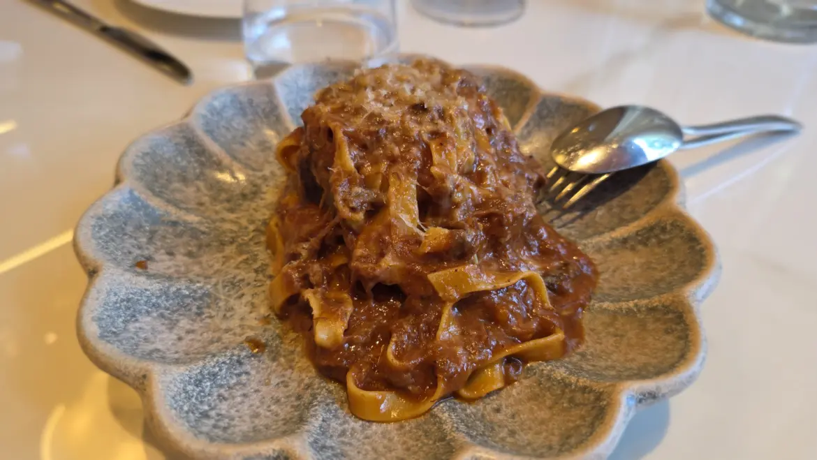 Lorenzo’s Fresh Tagliatelle with Oxtail Ragù, Can Bo vins & tapes, Grand Hotel Central, Barcelona, Spain